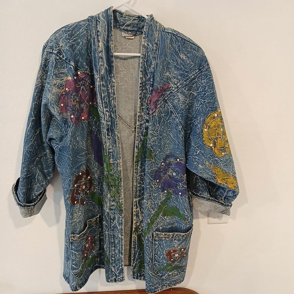 Christie of California Vintage Denim Kimono Artsy Eclectic Size 16